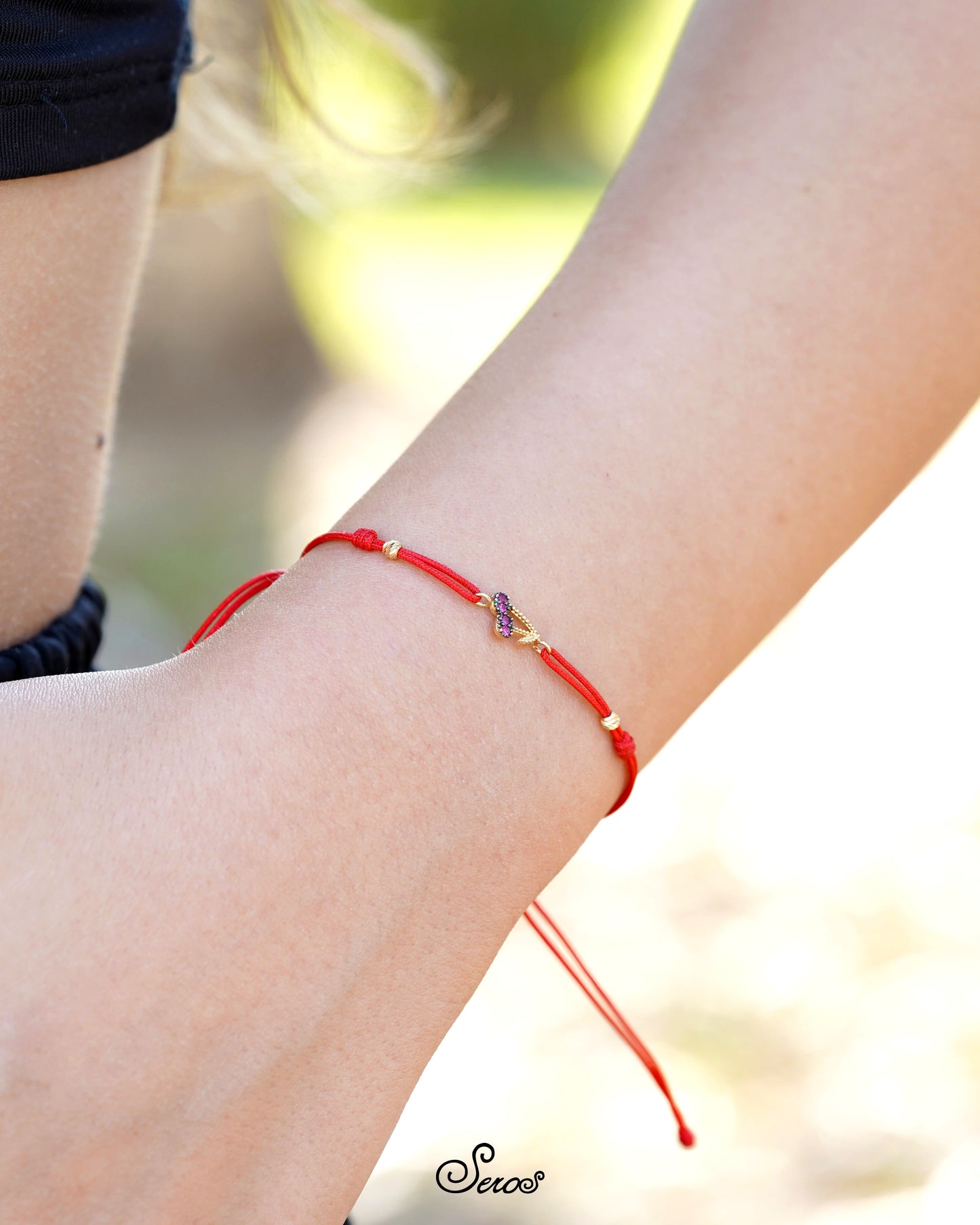 Golden Cherry String Bracelet