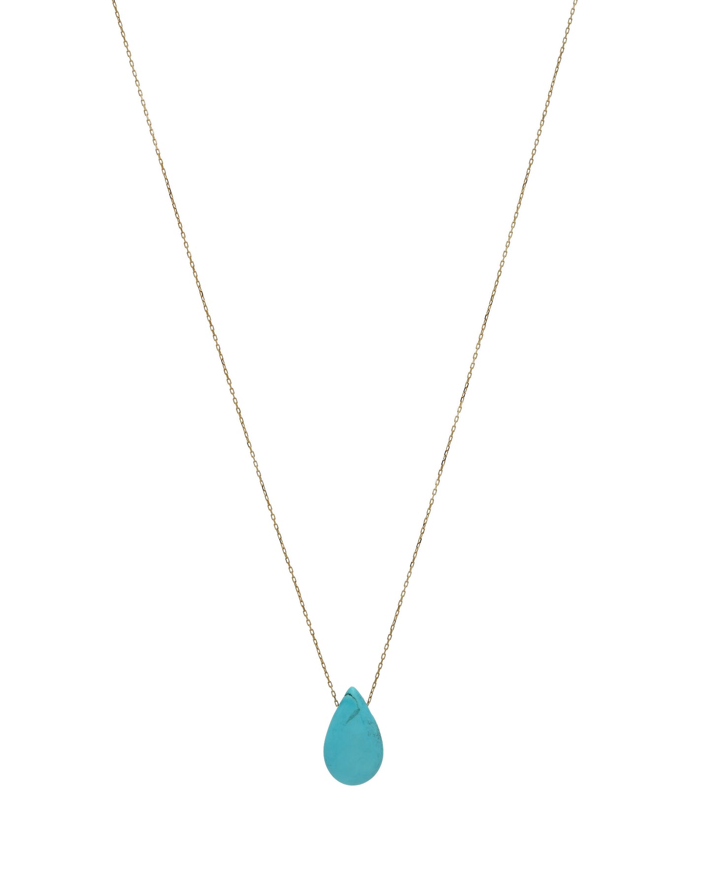 Drop Turquoise Stone Gold Necklace