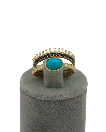 Turquoise Stone Crown Ring