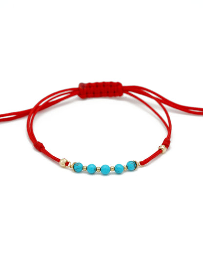 Gold Ball Turquoise String Bracelet