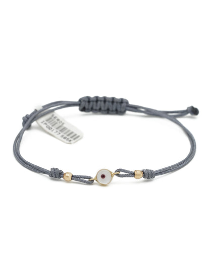 Gold Gray Eye Beaded Gray Thread Bracelet