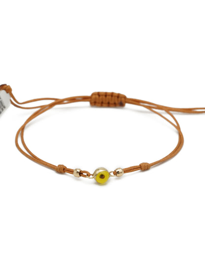 Gold Orange Eye Beaded Mustard Thread Bracelet